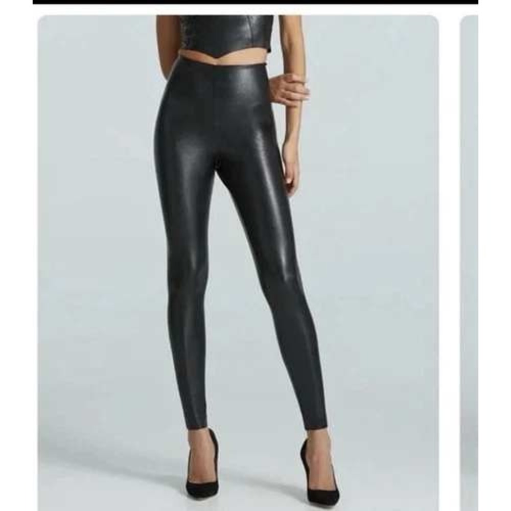 Commando Faux Leather Leggings Women S Petite Black High Rise Punk Sexy
